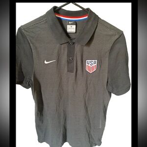 Nike Victory Performance Polo USA Black w Gray Stripe Med Short Sleeve